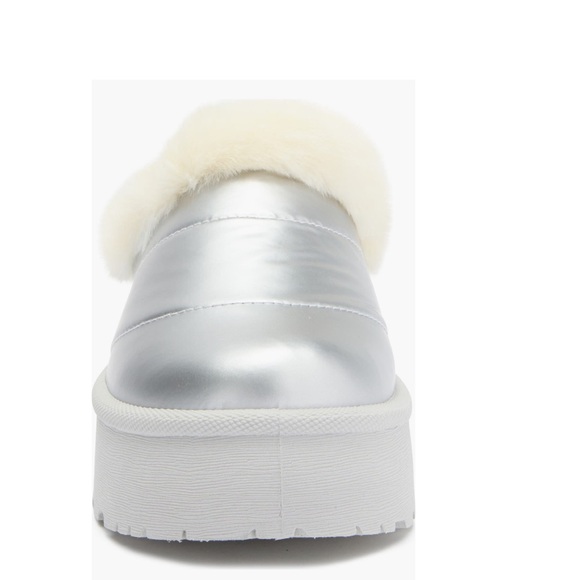Steve Madden Unite Faux Fur Platform Clogs Metallic Silver & White Women’s 10 - Picture 8 of 14